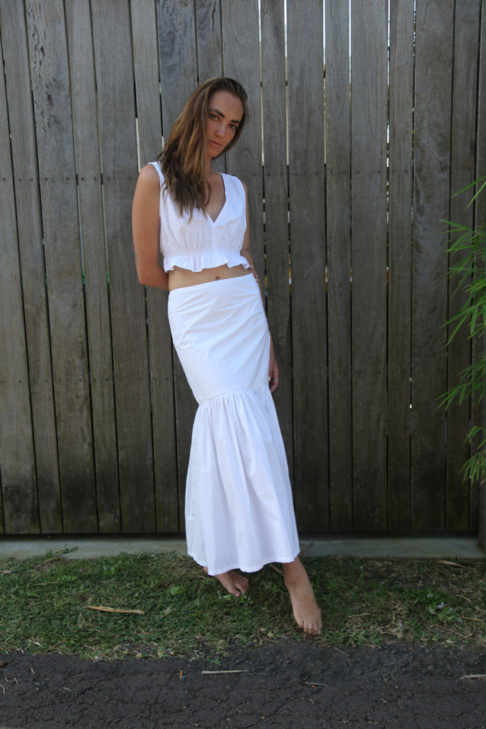 Immi Skirt - White Pima Mix Cotton