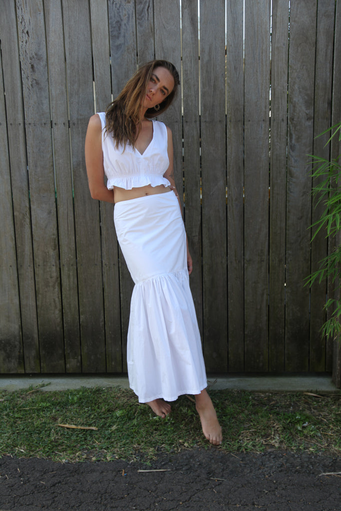 Immi Skirt - White Pima Mix Cotton