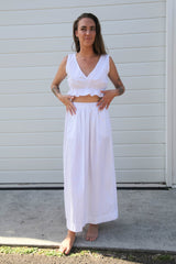 Lani Crop Top - White Pima Mix Cotton