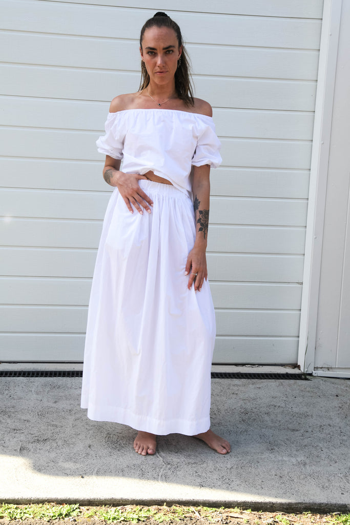 Belle Crop - White Pima Mix Cotton