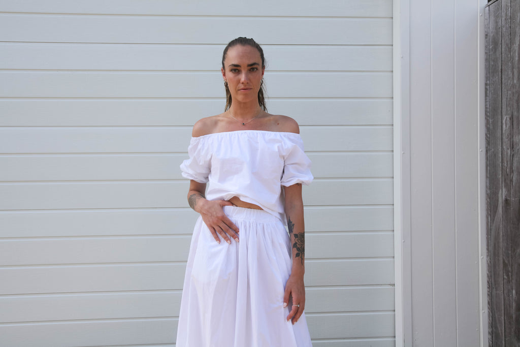 Belle Crop - White Pima Mix Cotton