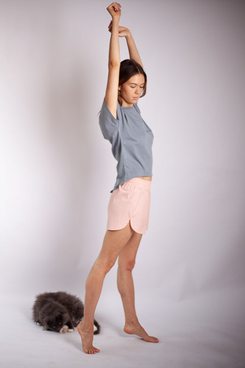 Lori Lounge Shorts - Apricot Fine Cotton