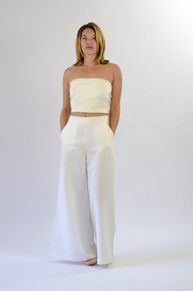 Gab Pant in White Linen Mix