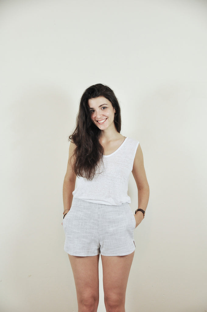 pure linen slub jersey vee tank in white by scout. the label