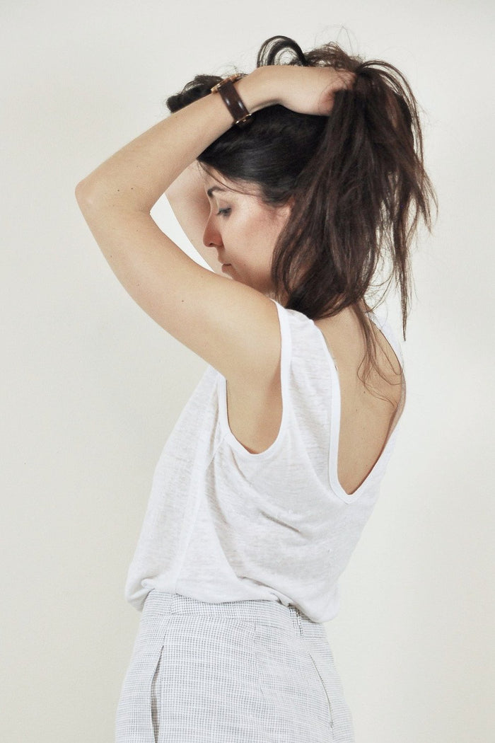 pure linen slub jersey vee tank in white by scout. the label