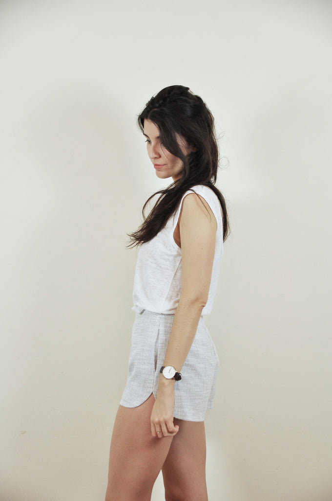 pure linen slub jersey vee tank in white by scout. the label