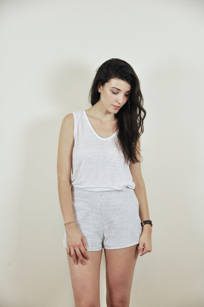 pure linen slub jersey vee tank in white by scout. the label