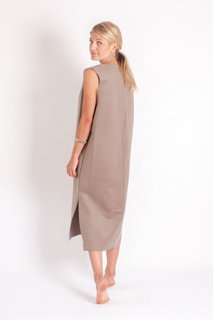 Halle Duster Vest - Mushroom Wool Mix Felt