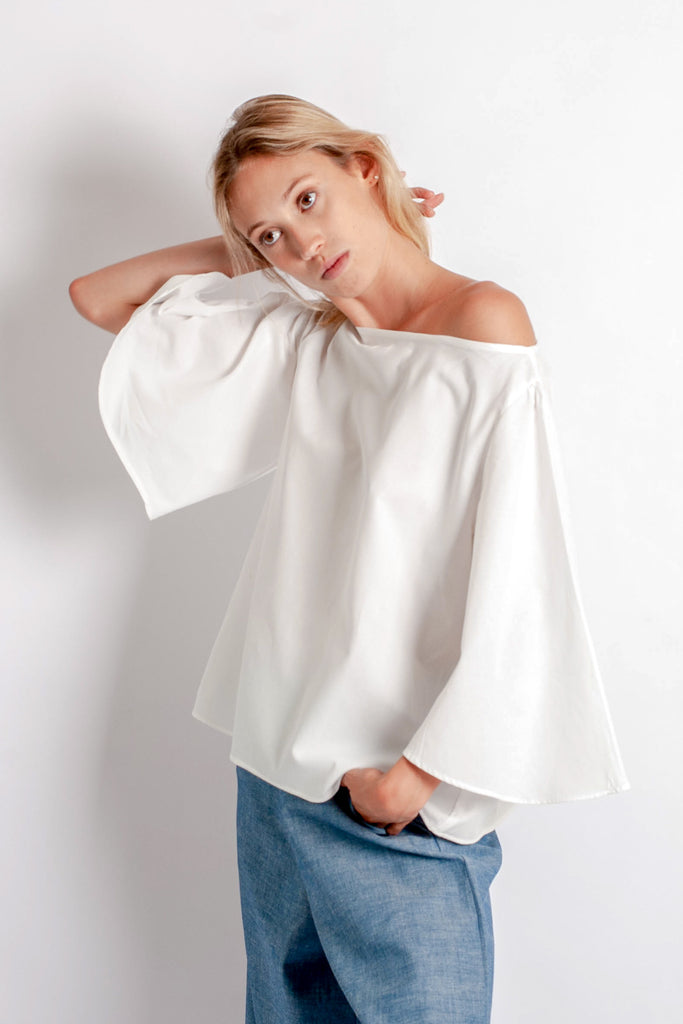 Eden Top - White Cotton Crepe