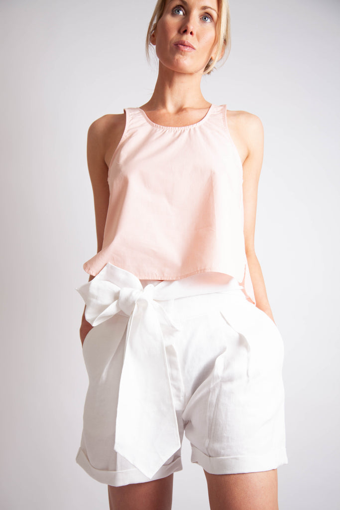 Flore Short - White Luxe Linen