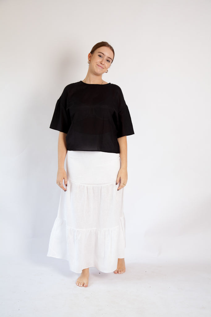 Willow Skirt - White Linen