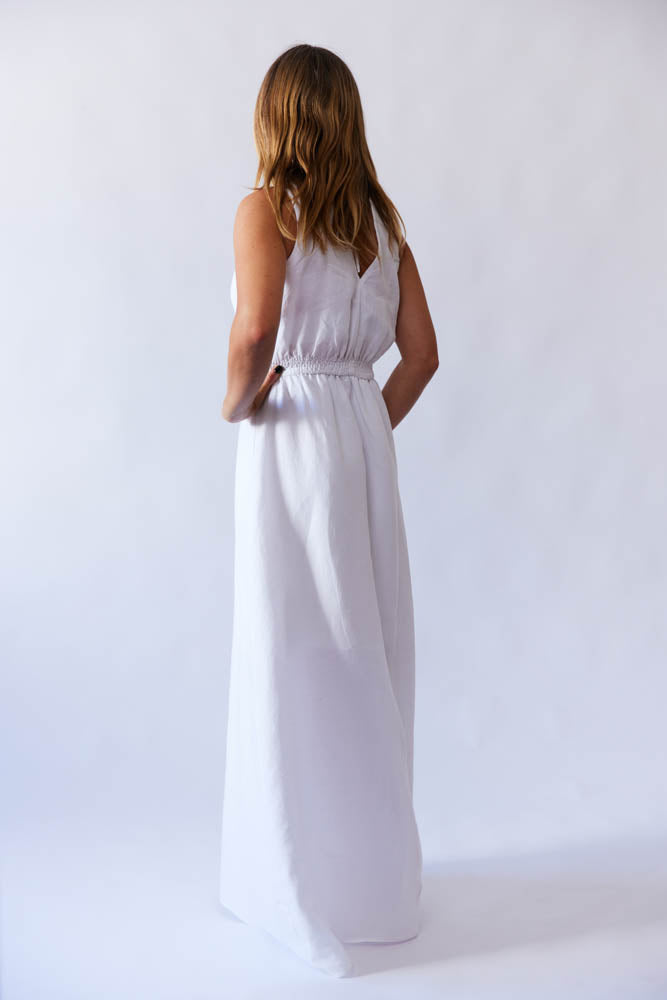 Lani Dress - White Antique Wash Linen