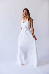 Lani Dress - White Antique Wash Linen