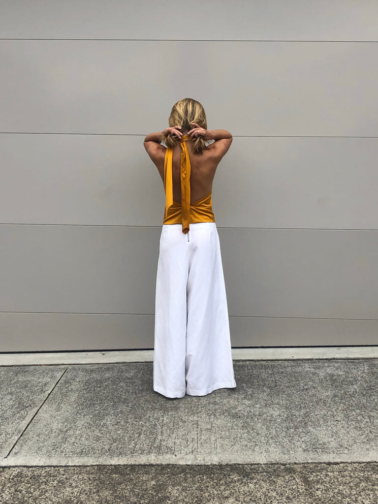 Lola Top - Gold Stretch Cotton Sateen