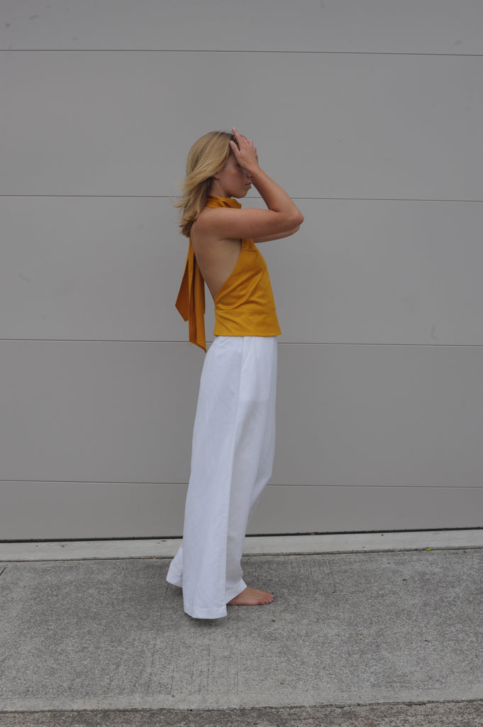 Lola Top - Gold Stretch Cotton Sateen